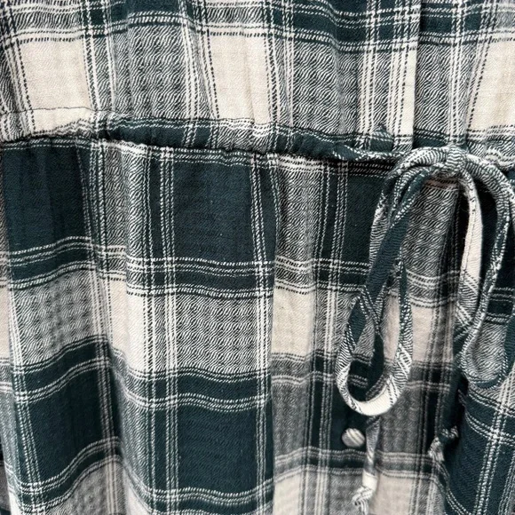 Knox Rose Green & Ivory Plaid Button-Front‎ Long Sleeve Midi Dress Sz 2X Plus - Picture 10 of 16